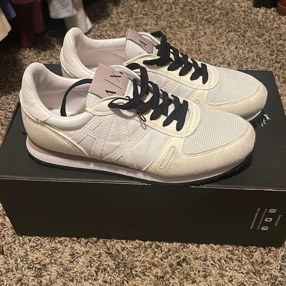 ARMANI EXCHANGE  Low cut sneakers  WHT XDX031 XV308 AX Logo Lace up - Picture 2 of 11